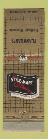 Matchbook Cover - Style Mart Men's Clothes Flanagan's Brodhead WI WEAR