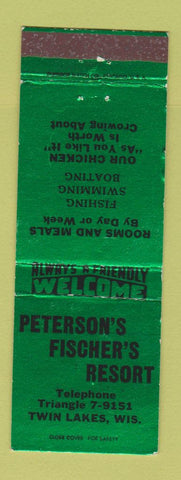 Matchbook Cover - Peterson's Fischer's Resort Twin Lakes WI WEAR