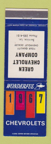Matchbook Cover - 1967 Chevrolet Green Bernice LA