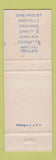 Matchbook Cover - 1967 Chevrolet Green Bernice LA
