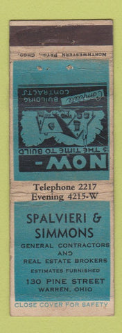 Matchbook Cover - Spalvieri & Simmons Contractors Warren OH WORN