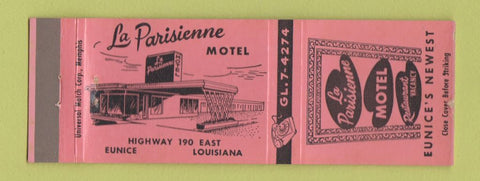 Matchbook Cover - La Parisienne Motel Eunice LA WEAR
