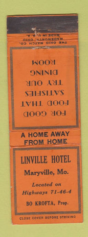 Matchbook Cover - Linville Hotel Maryville MO