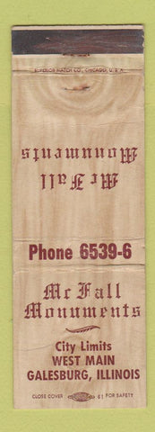 Matchbook Cover - McFall Monuments Galesburg IL