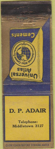 Matchbook Cover - Atlas Cements DP Adair WEAR