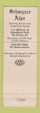 Matchbook Cover - Schwyzer Alpe Restaurant Woodland Park Colorado
