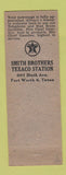 Matchbook Cover - Smith Bros Service oil gas Fort Worth TX