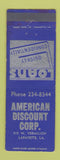 Matchbook Cover - American Discount Corp Lafayette LA