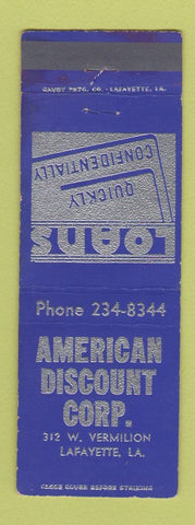 Matchbook Cover - American Discount Corp Lafayette LA