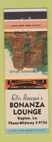 Matchbook Cover - Ellis Bourque's Bonanza Lounge Kaplan LA