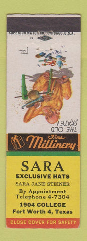 Matchbook Cover - Sara Hats Fort Worth TX