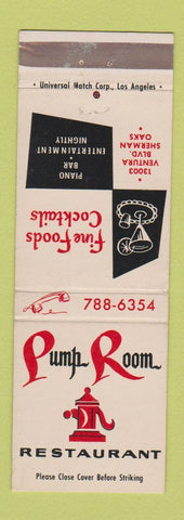 Matchbook Cover - Pump Room Restaurant Sherman Oaks CA