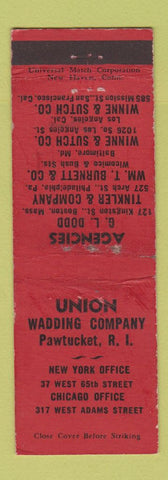 Matchbook Cover - Union Waadding Company Pawtucker RI WEAR