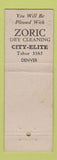 Matchbook Cover - City Elite Laundry Denver Colorado WEAR