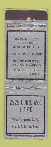 Matchbook Cover - 2929 Connecticut Ave Cafe Washington DC WEAR