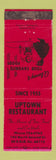 Matchbook Cover - Uptown Restaurant DeKalb IL