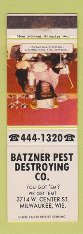 Matchbook Cover - Batzner Pest Control Milwaukee WI exterminator