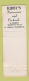 Matchbook Cover - Kirby's Restaurant El Cerrito CA Christmas WEAR