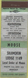 Matchbook Cover - Moose Lodge Shamokin PA