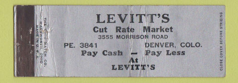 Matchbook Cover - Levitt's Cut Rate Market Denver Colorado WEAR Full Length