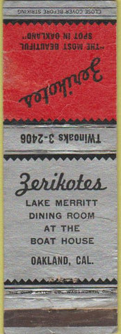 Matchbook Cover - Zerikotes Oakland CA WORN