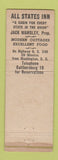 Matchbook Cover - All States Inn Cabins Gaithersburg MD
