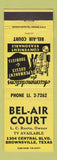 Matchbook Cover - Bel Air Court Motel Brownsville TX