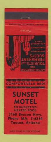 Matchbook Cover - Sunset Motel Tucson AZ