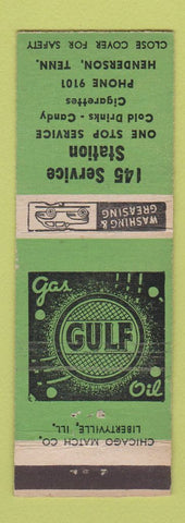 Matchbook Cover - Gulf oil gas 145 Service Henderson TN