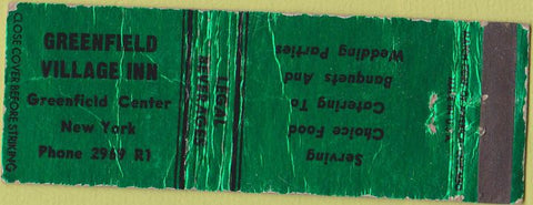 Matchbook Cover - Greenfield Village Greenfield Center NY WORN