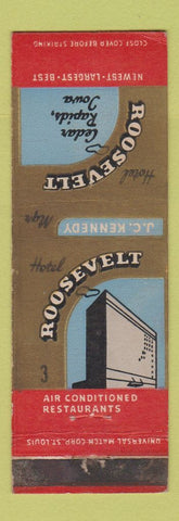 Matchbook Cover - Hotel Roosevelt Cedar Rapids IA