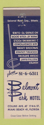 Matchbook Cover - Belmont Park Motel Miami Beach FL