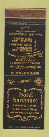 Matchbook Cover - Hotel Kankakee IL WEAR
