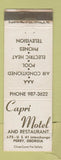 Matchbook Cover - Capri Motel Perry GA WEAR