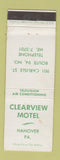 Matchbook Cover - Clearview Motel Hanover PA