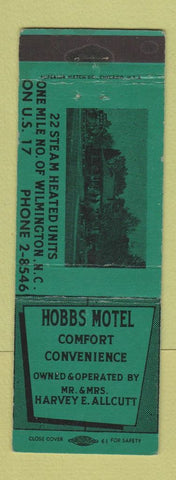 Matchbook Cover - Hobbs Motel Wilmington N CREASED