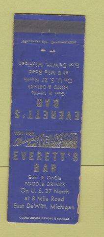 Matchbook Cover - Everett's Bar East DeWitt MI WEAR