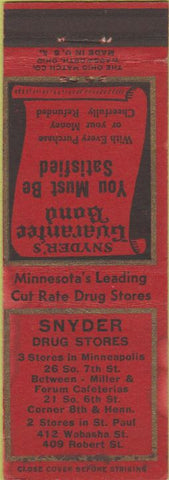 Matchbook Cover - Snyder Drug Stores Minneapolis MN