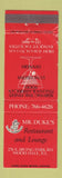 Matchbook Cover - Mr Duke's Restaurant Wood Dale IL WEAR