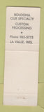 Matchbook Cover - La Valle Meat Market Locker WI