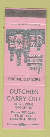 Matchbook Cover - Dutchies Carry Out Liquor Grocery Fredonia OH