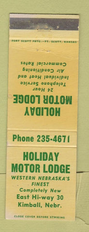 Matchbook Cover - Holiday Motor Lodge Kimball NE