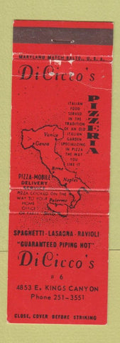 Matchbook Cover - DiCicco's Pizza WEAR