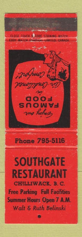 Matchbook Cover - Southgate Restaurant Chilliwack BC