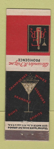 Matchbook Cover - Alexander Fritz Liquor Providence RI feature