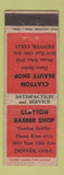 Matchbook Cover - Clayton Barber Shop Salon Denver Coloradeo
