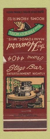 Matchbook Cover - Howard Hotel Manitowoc WI WEAR