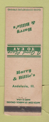 Matchbook Cover - Harry & Billie's Andalusia IL WEAR