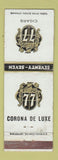 Matchbook Cover - Corona De Luxe Cigars Scranton PA HE Snyder DD Bean WEAR