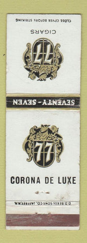 Matchbook Cover - Corona De Luxe Cigars Scranton PA HE Snyder DD Bean WEAR